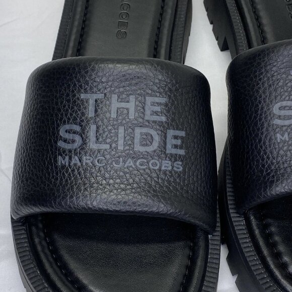 NEW MARC JACOBS Women’s Lug Sole Slide Sandals Black Size 10 Leather Low Heel - Picture 4 of 7